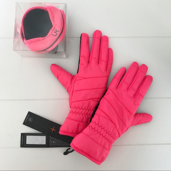 UR Powered Gloves Earmuffs Popstar Pink Neon Bundle Set Style & Mobility